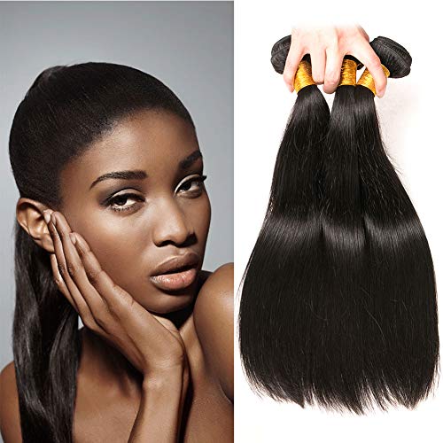 Straight Bundles Raw Remy Brazilian Human Hair Virgin Unprocessed Natural Silky Hair Extensions Weave Long Bundles For Women Natural Color 20 22 24 Inch