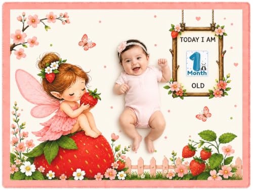 Image of NEW COMERS Baby Monthly Milestone Blanket | 1 to 12 Months Extra Soft Fleece | Best Photography Backdrop Prop | Size - 55 in to 44 inch Super Soft Fabric (Light Pink)