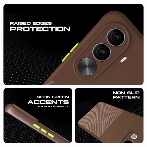 Image of AIBEX Premium Back Cover Case Compatible for OnePlus Nord CE 6 Lite 5G / Realme P4X 5G|Scratch & Drop Tested Shockproof Matte Texture Case with Soft Microfibre Lining|Slim Fit Cover - Brown