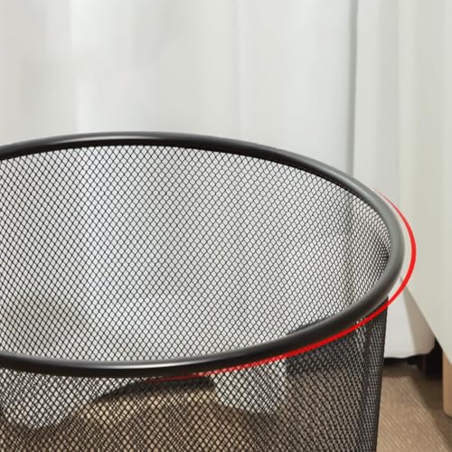 Image of G & P ENTERPRISE Metal Mesh Waste Bin (Black) - Big Size Office Dustbin, Heavy-Duty Wire Mesh Trash Basket, Round Open Mesh Garbage Bin for Home, Office, Bedroom & Study Table