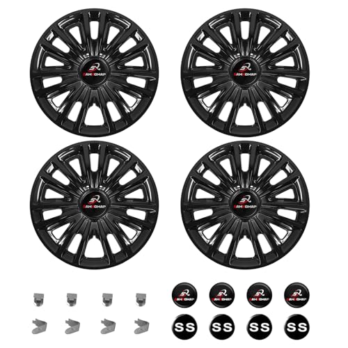 SAMXOMAP Golf Cart Hub Caps 8 Inch for EZGO/Club Car/Yamaha (Excludes EZGO RXV) Golf Cart Wheels and Tires Snap-On Installation Wheel Covers Accessories Premium ABS Plastic Set of 4 Black