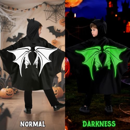 Disfraz infantil alas de murciélago negras brillantes miniatura 2