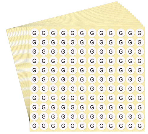 dealzEpic - Alphabet Stickers of The Letter G - Small Round Paper Self-Adhesive Peel and Stick Letter Labels - Set of 15 Sheets