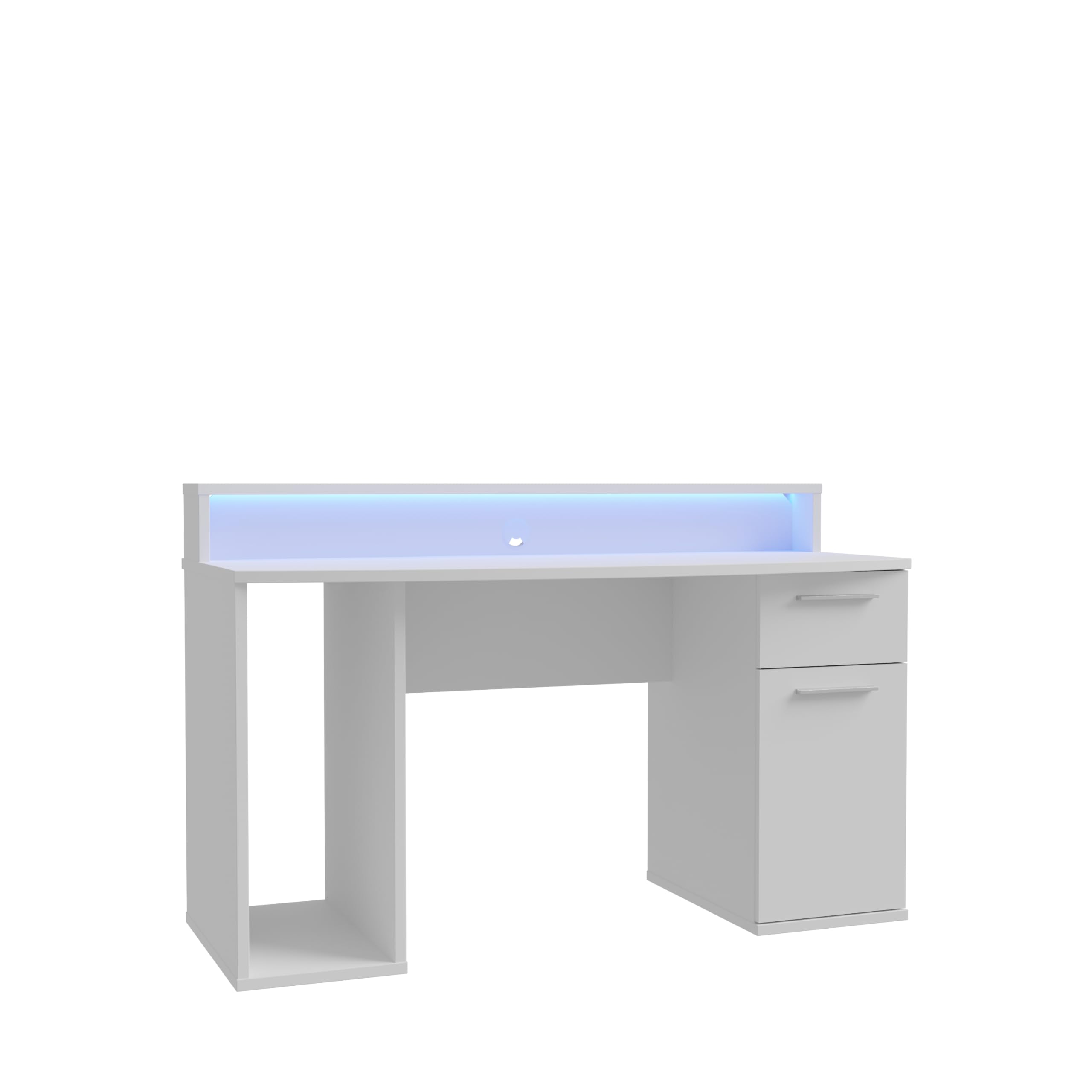 FORTE AYO Schreibtisch 140, Weißer Schreibtisch mit 1 Tür und 1 Schublade, Modernes Home Office, Büro, Jugendzimmer, Holzwerkstoff, Weiß, 140 cm breit x 91 cm hoch x 65 cm tief