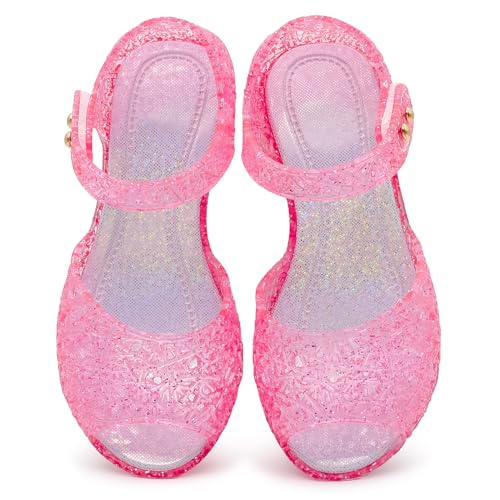 Image of techcity Princess Girls Sandals Dress Up Dance Party Cosplay Jelly Shoes for Kids Toddler Mary Janes