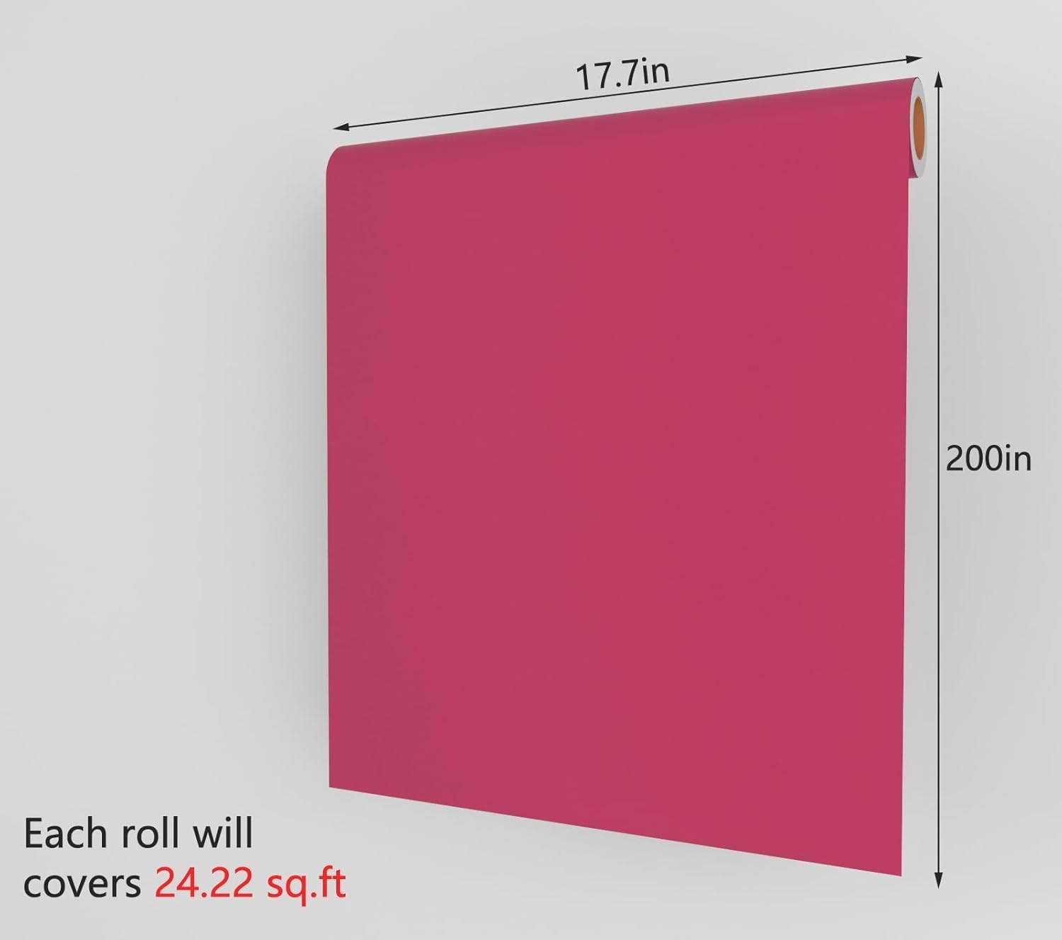 Decotalk Hot Pink Wallpaper Peel and Stick - 17.7x200 Inch Hot Pink Contact Paper for Cabinets Vinyl Wrap Solid Color Wallpaper for Bedroom Wall SolidPink Wall Paper Self Adhesive