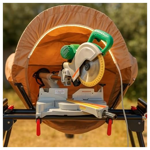 Tredre Lighted Dust Solution for Miter Saws, Wood Work Shop Vacuum System, Accessory Holes, Come with Storage Bag Khaki - 50" L x 30" W x 40" H
