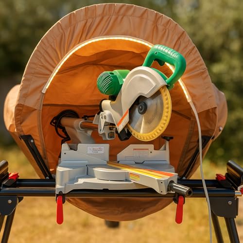 Miter Saw Dust Collector with LED Light - Effective Dust Collection Hood, Universal Fit for 10' & 12' Miter Saws, Miter Saw Dust Hood with Storage Bag, Ideal for Garage & Workshop Use