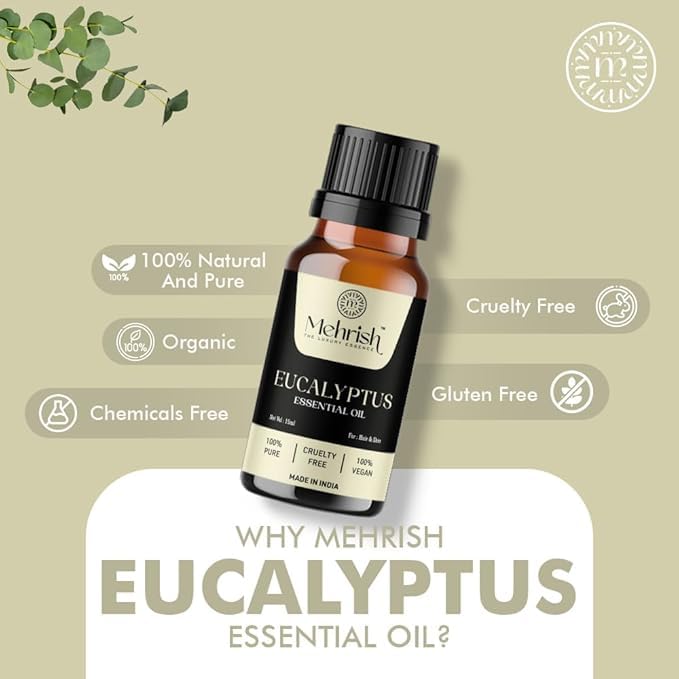 Mehrish Eucalyptus Essential Oil | 15ml Pack of 3 | 100% Pure & Natural Luxury Aroma Oil for Home Fragrance | Best for Aromatherapy | Helps in meditation | Used in Diffusers, Candles, Air Fresheners, Soaps - Image 4 thumbnail