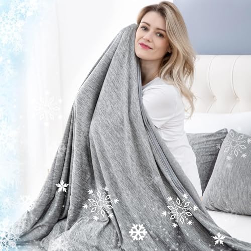 Image of CHOSHOME Cooling Blanket for Hot Sleepers Lightweight Summer Cold Thin Blankets for Sleeping, Hot Flashes Night Sweats, Soft Blanket for Bed, Twin Size, Grey