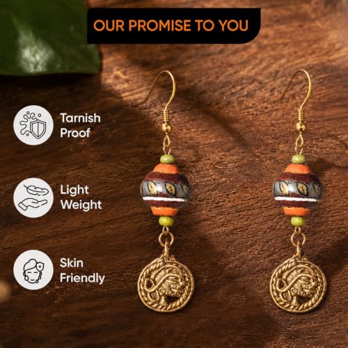 Image of Handcrafted Bohemian & Tribal Earrings for Women - Ethnic Brass, Floral & Festival-Inspired Statement Designs in Drop, Dangle, Hoop & Stud Styles