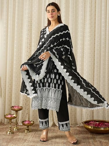 Image of INDO ERA Women Pure Cotton Kurta Set with Dupatta | Festive Suit Set, 10790