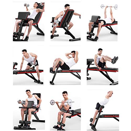Recaceik Weight Bench, Adjustable Strength Training Bench All-in-One for Full Body Workout Multi-Purpose Foldable Flat Incline Decline Bench Roman Chair Exercises 660 lbs Capacity for Home Gym, Black