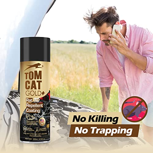 Image of Tom Cat Gold No Entry Rat Repellent Spray for Cars - Long-Lasting | Easy Spray Nozzle, Leak-Free, Up to 1-Year Effectiveness | Includes Protective Glove & Mask - Pack of 1 | 120 ML - FORMULATION 5X