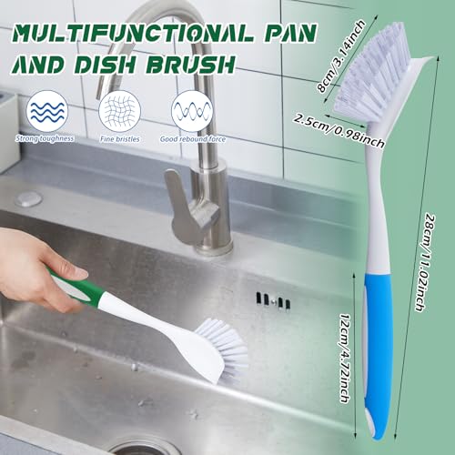 Image of Hsei 20 Pcs Kitchen Scrub Dish Brush Bulk, Blue, Green