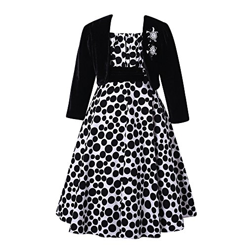 Richie House Girl's Long Style Polka Dot Dress with Cape Size 3-10Y RH1508