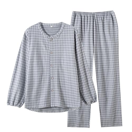 vctops Mens Fleece Pajama Set, Long Sleeve Plaid Sleepwear Button Down Soft Warm Fall Winter Loungewear with Long Pants