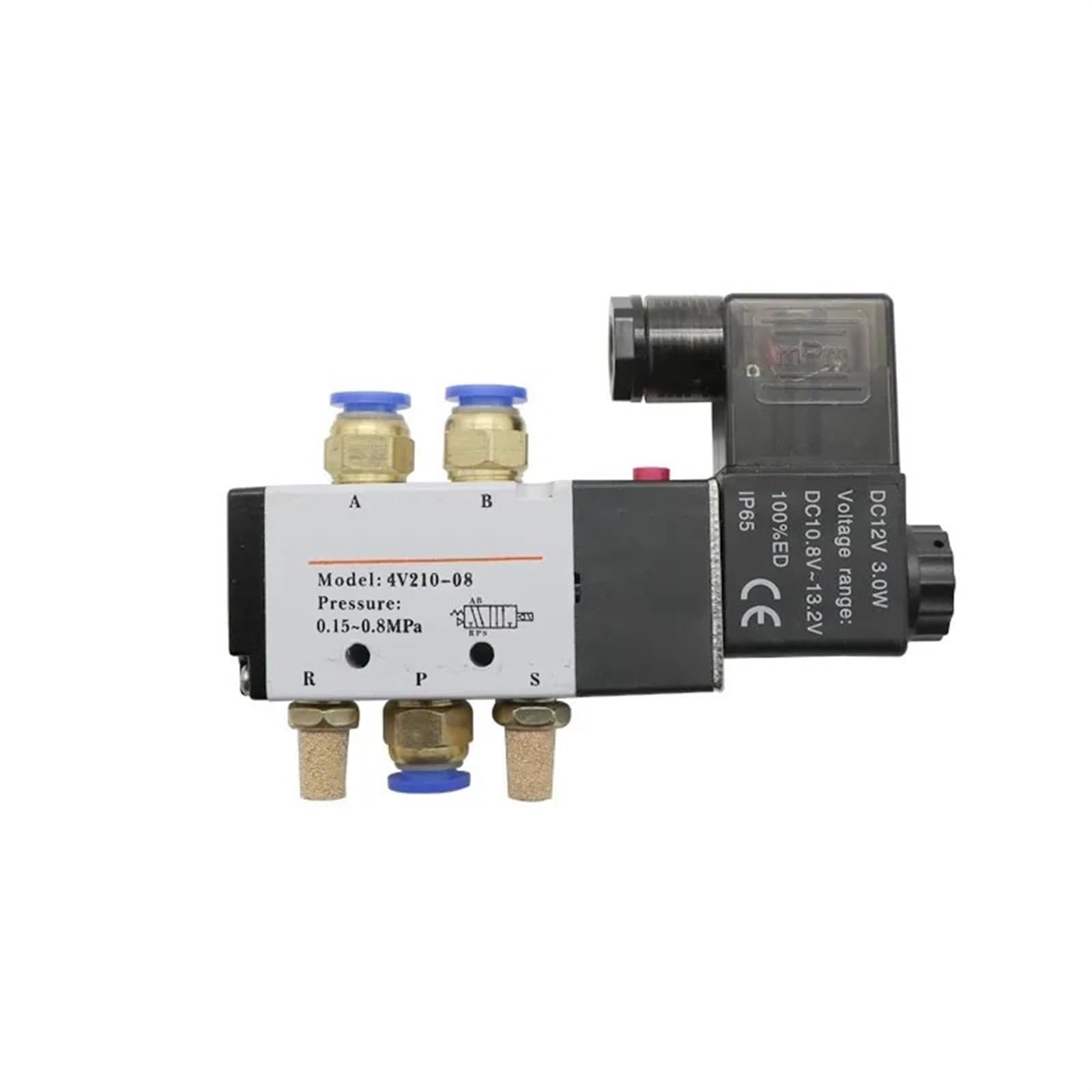 Válvula Solenoide eléctrica neumática, válvula magnética de Gas y aire con Control de 5 vías y 2 posiciones, 12V, 24V, 220V, bobina de voltios, accesorios for mangueras de 4mm-12mm(Rot,DC12)