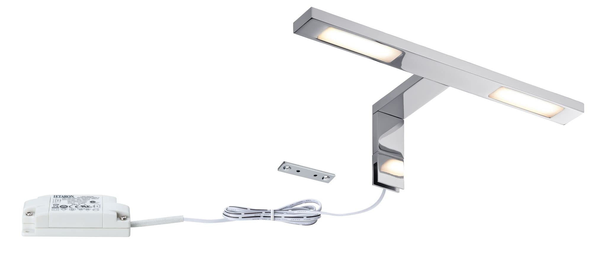 Paulmann 99385 Luminaria de espejo y armario LED Galeria, aplique, foco Double Hook 2x32 W, baño, cromo, iluminación de armarios, incl. fuente de luz
