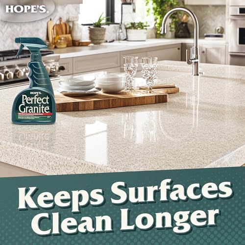 Image of HOPE'S Perfect Granite & Marble Countertop Cleaner, Stain Remover and Polish, Streak-Free, Ammonia-Free, 22 Ounce, Pack of 2