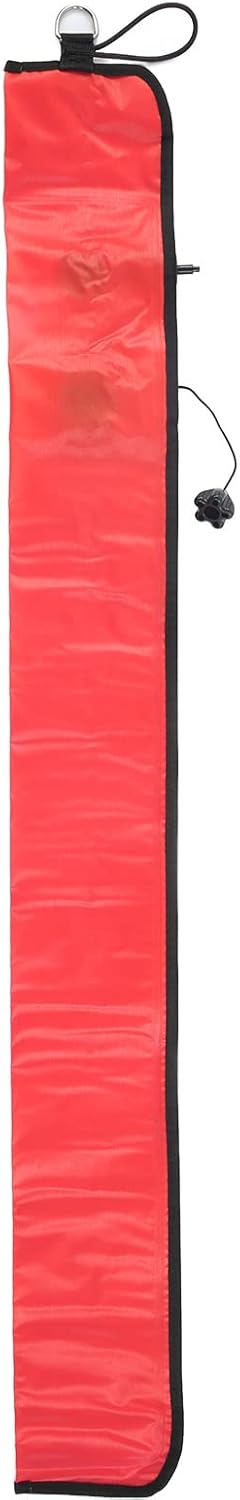 Diving Surface Marker Buoy Diver Inflatable Safety Signal Tube with Vent Valve Strong 210D Nylon Material Top D Ring for Scuba Diving Snorkeling 1.15m Length 13cm Width