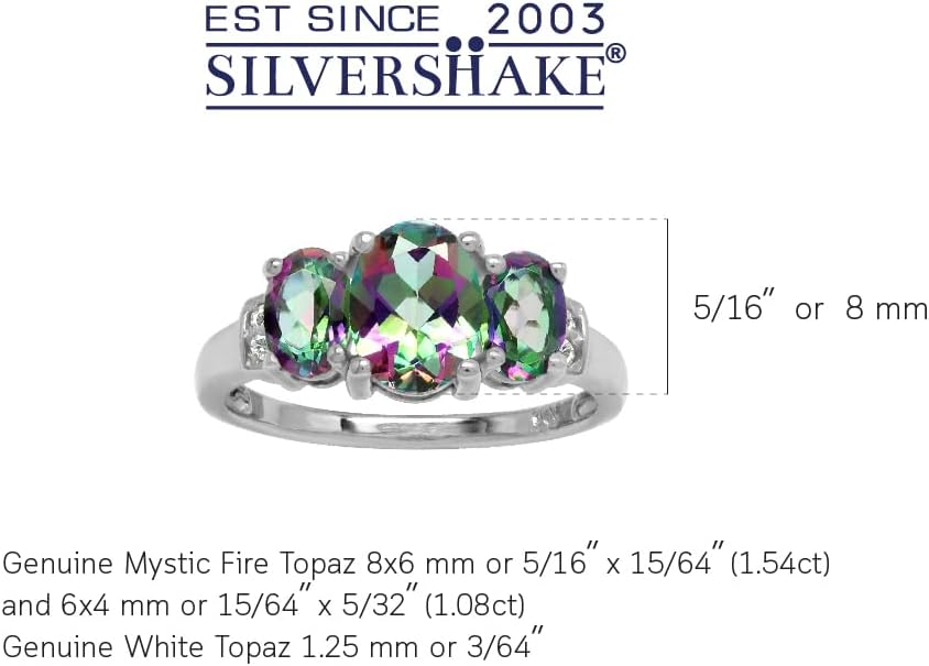 Silvershake 3-Stone Oval Shape Birthstone Gemstone White Gold Plated or Yellow Gold Plated 925 Sterling Silver Classic Statement Ring Jewelry for Women