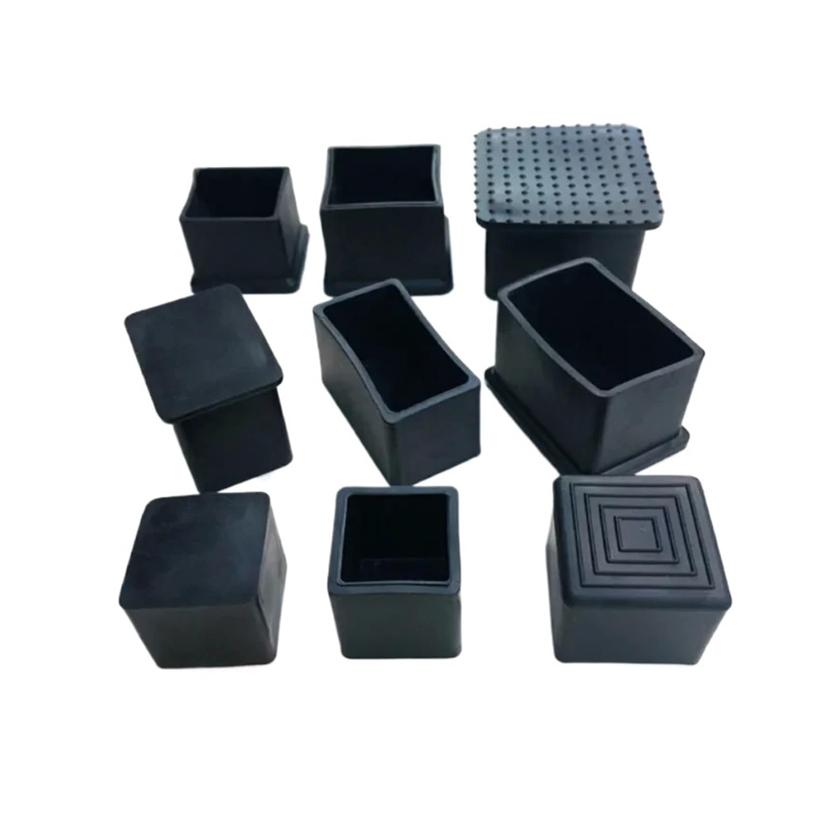 16pcs Black Chair Leg Caps Square Rectangle Rubber Table Feet Furniture Tube End Covers Tips Non-slip Floor Protector Pads Pipe Plugs For Pipe(20x20mm)