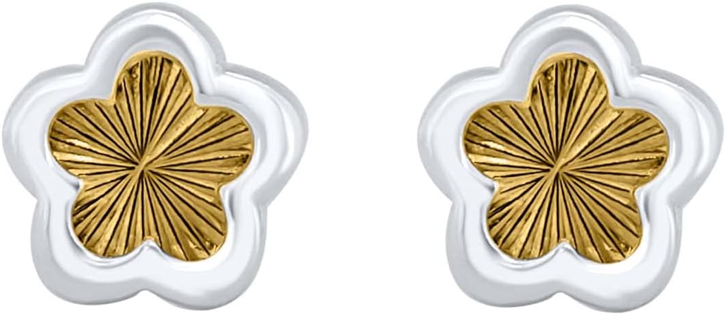 Star Shape Sparkling Floral Studs Two-Tone Gold Plated Silver Earrings Jewelry Best Gift Floral Studs Earrings For Women Best Gift