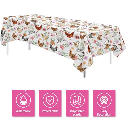 Suhelkit Retro Farm Animal Chicken Party Tablecloth Decorations, 3 Pcs by Suhelkit - Used condition - Image 2