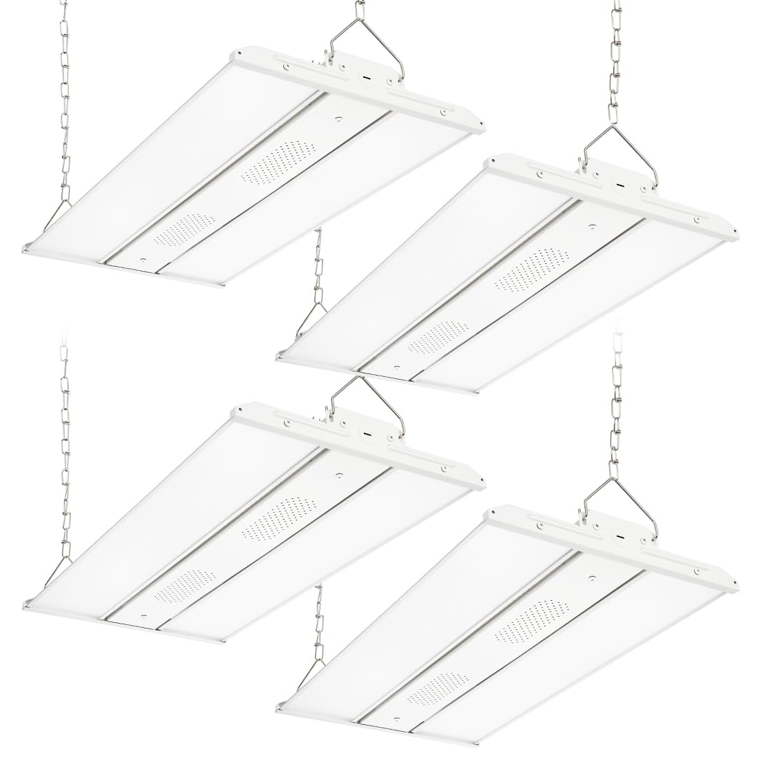 Xbuyee 4-Pack LED High Bay Shop Light Commercial 165W 23100 Lumens 5000K 100-277V Dimmable, 2FT Linear Hanging Bay Lights for Warehouse Workshop