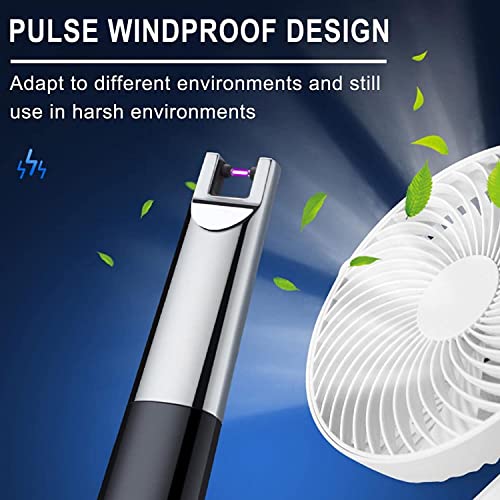 Image of Electric Arc Lighter, Windproof USB Rechargeable, Flameless, Modern Black Aluminum + Zinc Alloy, For Home, Kitchen, Outdoor, BBQ, Camping