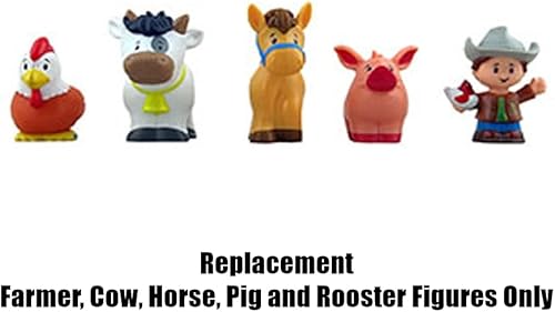 Miniatura 5 de Piezas de repuesto para Fisher-Price Little People Caring for Animals Farm Playset – GLT78 ~ Paquete de repuesto de 5 figuras ~ Granjero, vaca,