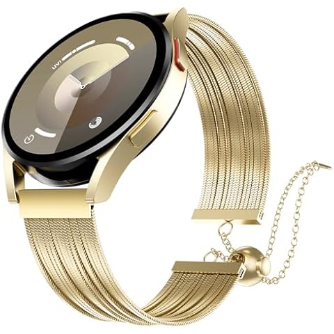 Oanux Stainless Steel Tassel Band for Samsung Galaxy Watch 7/6/5/4/FE 40mm 44mm/ Watch 5 Pro 45mm/ Watch 6/4 Classic 43mm 47mm 42mm 46mm/ Active 2 40mm 44mm/Watch 5 Pro/Watch 4 Classic 46mm 42mm Women, Dressy Metal Chain Samsung bands 20mm smartwatch Replacement Strap Cover
