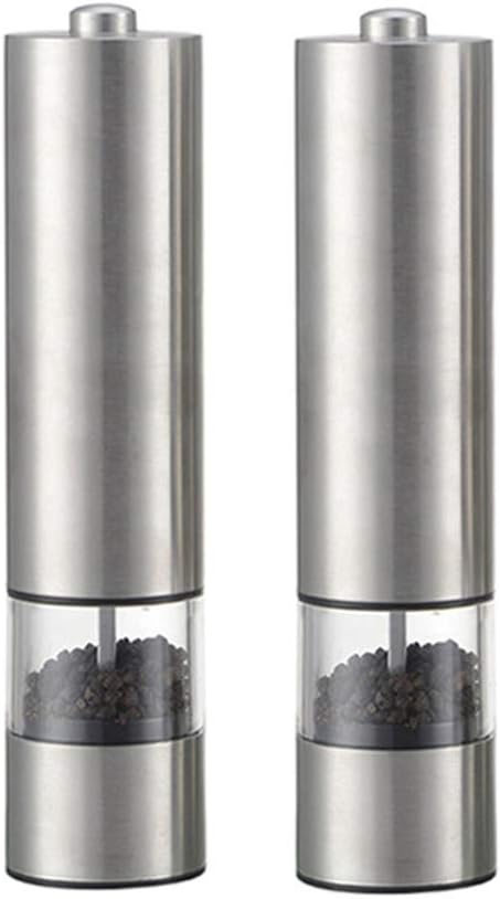 Salt and Pepper Mills Electric Grinder Set,Illuminated Dispensing Adjustable Coarseness from Ceramic Blades One Touch Operation Battery Powered Spice