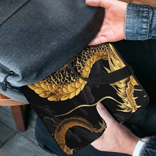 Bolso para laptop unisex con diseño dragón amarillo miniatura 2