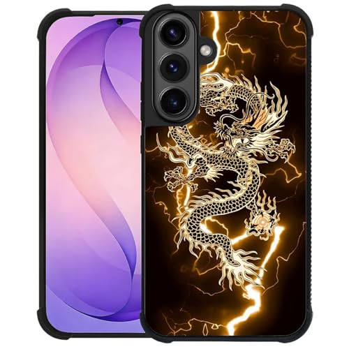 Pinsheng Case Compatible with Samsung Galaxy S26 for Men,Four Corner Reinforced Drop-Proof Side Frame Anti-Skid Soft Protective Case for Samsung Galaxy S26 6.3inch Lightning Dragon