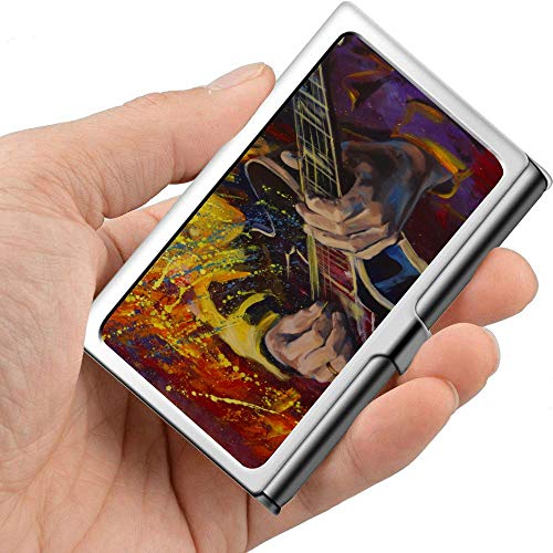 Jazz Rock Cool Electric Guitar for Boy Business Card Case Waterproof Cute Business Card Holder Professional Metal 381x 27 X 029 Inches Business Card Holder Case