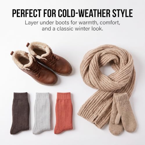 Image of Tipi Toe Women's 3 Pairs Ragg Marled Wool-Blend Boot Socks - Warm Ribbed Over the Calf /Knee High Socks for Winter Comfort