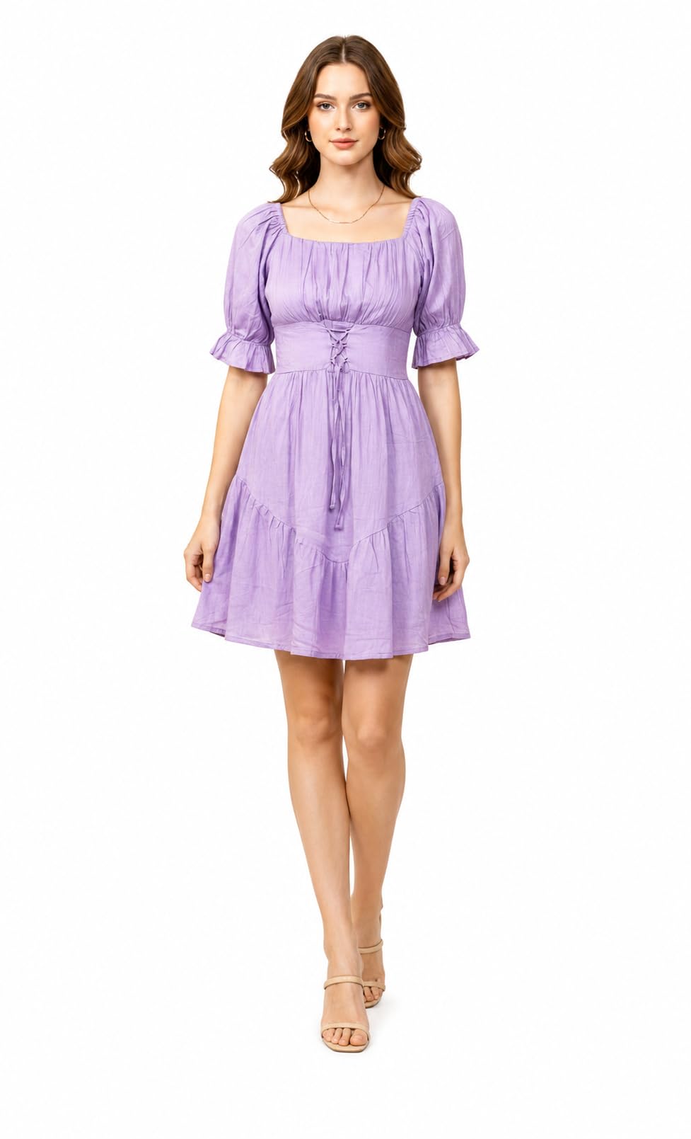 Lavender Puff Sleeve Mini Dress-picture-49