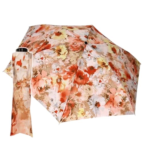 レディース雨傘 ミニ傘 136102 転写プリント カンタータ 日本製 オレンジ系 / まちづくり観光振興機構 折りたたみ モダン 軽量 奈良県 田原本町