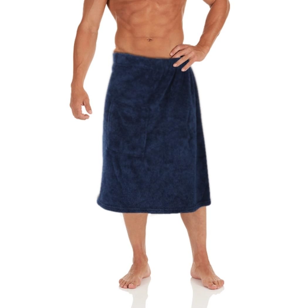 Sauna Kilt für Herren mit Tasche, Männer Sauna Handtuch mit praktischer Tasche, tragbares Badetuch für Männer, verstellbares Saunatuch, Duschtuch mit elastischem Bund und Nylon-Klettverschlüssen