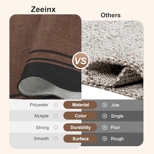 Image of Easy Jute 3x5 Outdoor Rug Washable Non Slip Rug for Entryway Indoor Outdoor Farmhouse Neutral Scalloped Carpet for Backyard Patio Proch Living Room