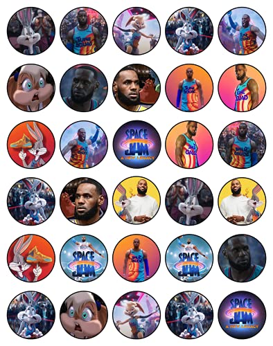 3D Design & Tools 30 x Edible Cupcake Toppers Themed of Space Jam 2021 Collection of Edible Cake Decorations | Uncut Edible on Wafer Sheet