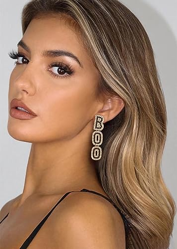 WOWORAMA Halloween Earrings Cute Pumpkin Earrings for Women Fun Crystal Pumpkin Stud Earrings Funny Smiling Face Pumpkin Drop Earrings Halloween Earrings Jewelry