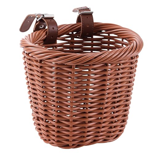 Kids Bike Basket Wicker Woven Front Bicycle Basket for Boys Girls Mini Handlebar Basket for Kids Bike or Scooter