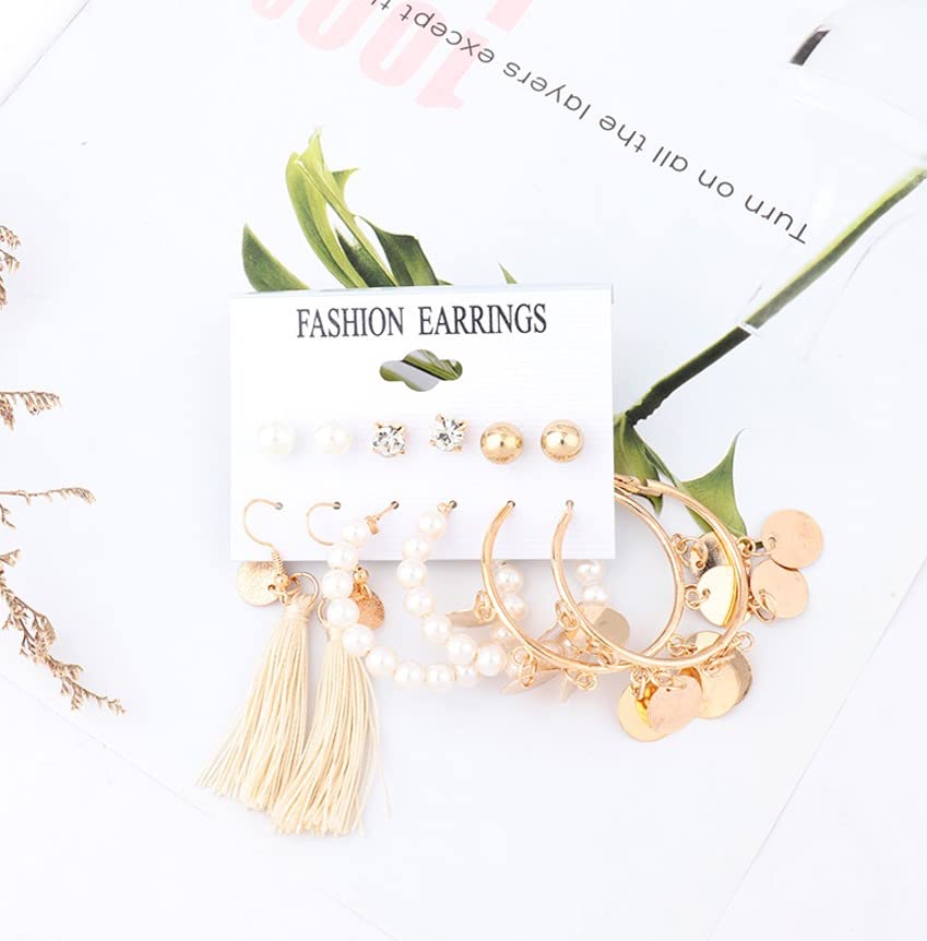 Image of ANNACREATIONS Stylish combo of pearl stud hoop earrings set for Women Girls