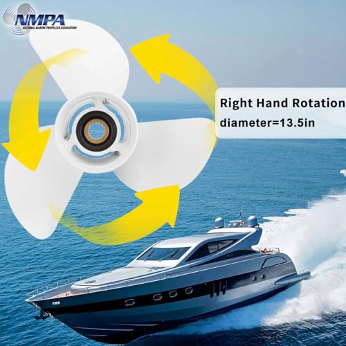Image of VIF Aluminum Boat Propeller with Yamaha 60HP 70HP 75HP 80HP 85HP 90HP 115HP 130HP Outboard Engines,15 Tooth, Rh