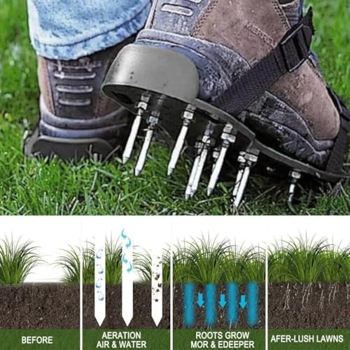 RZJZGZ Lawn Aerator Shoes with Heavy Duty Buckle Grass Spike Soil Aeration Shoes for Lawn Aeration, Pre-Assembled Lawn Scarifier and Aerator for Lawns Yard Garden Grass - One Size Fits All (Blue) 3 RZJZGZ Lawn Aerator Shoes with Heavy Duty Buckle Grass Spike Soil Aeration Shoes for Lawn Aeration, Pre-Assembled Lawn Scarifier and Aerator for Lawns Yard Garden Grass - One Size Fits All (Blue) - Image 3