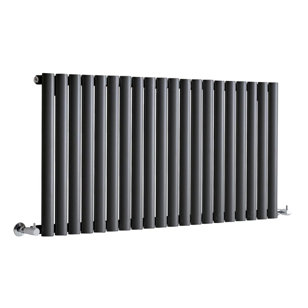 Milano Anthracite Aruba Horizontal Single Oval Panel Radiator - 600Mm X 1180Mm