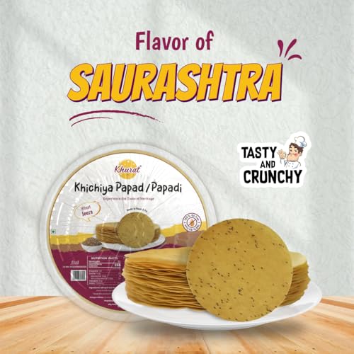 Image of KHURAT Wheat Khichiya Papad 800g | Jeera | Oil-Free Crispy Snack | Ultra Slim, Dry & Ready-to-Fry